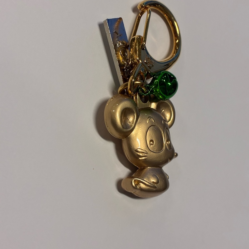 Gold Mouse Keychain with Green Accent - Picture 3 of 5